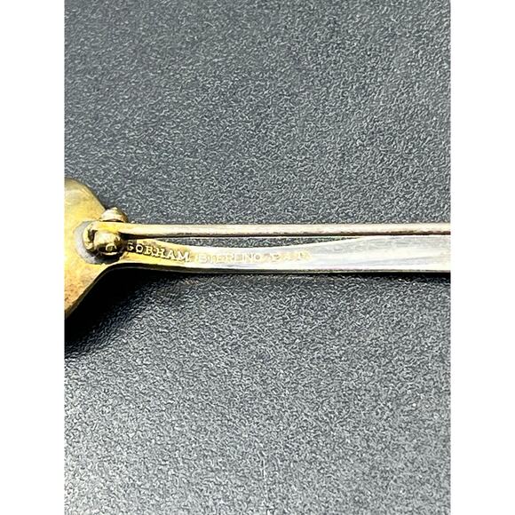 Gorham Vintage Fairfax Sterling Silver Salt Cellar Gold Gilded Wash Signed Spoon - Picture 6 of 8